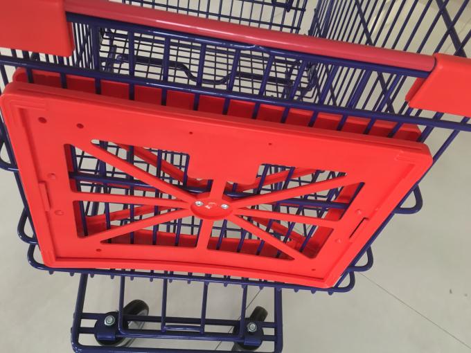 150 L 4 Wheel Supermarket Shopping Trolley Zinc Plated And Red Plastic Parts