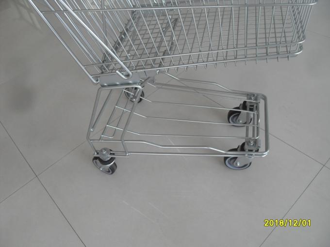 60 L 4 Wheeled Grocery Cart , Store Commercial Shopping Cart Low Carbon Steel