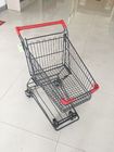 Base Grid 45L Wire Shopping Trolley Supermarket Shopping Cart Red Handle Bar