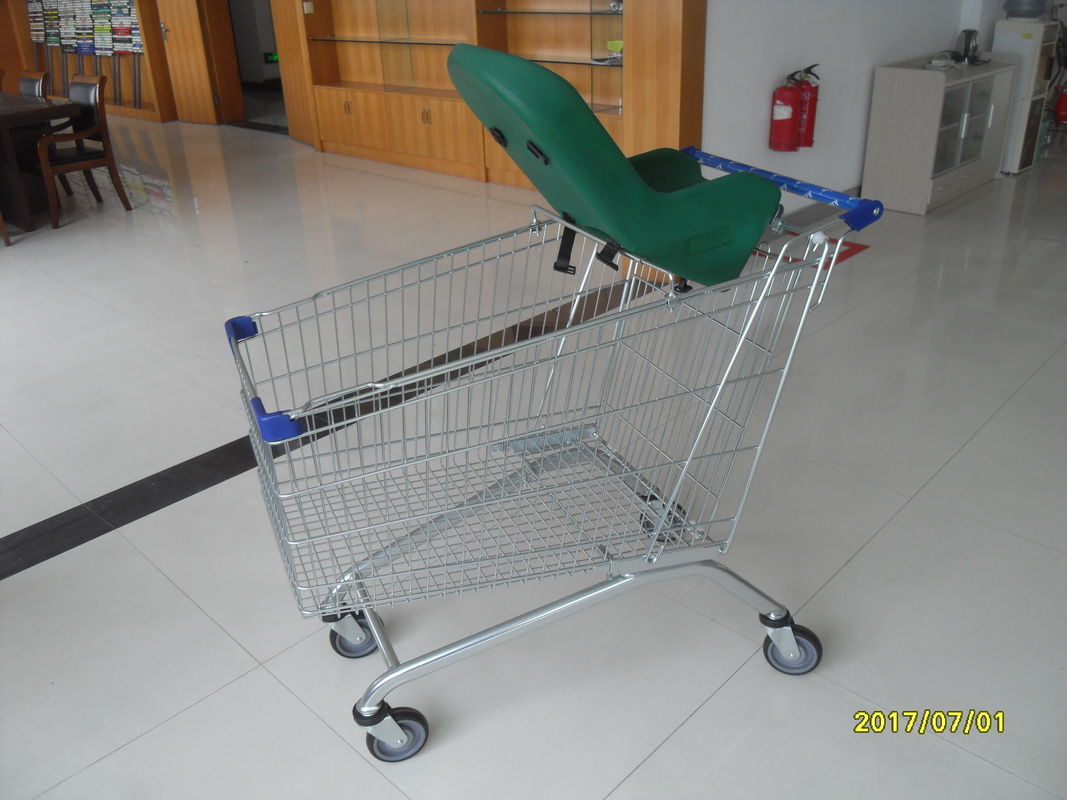 Anti Theft 210L Supermarket Shopping Trolley With Baby Capsule GS / ROSH