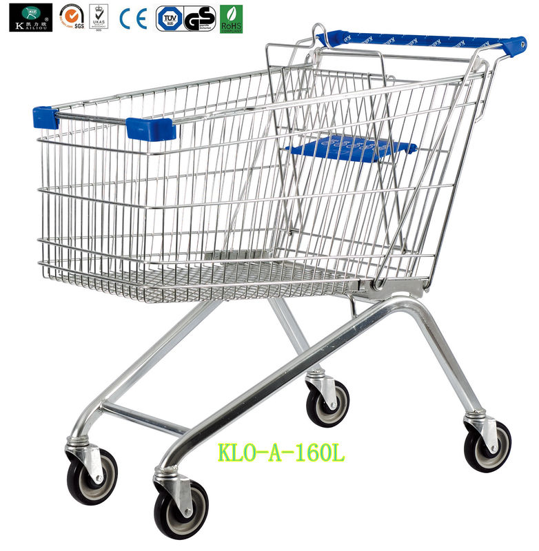 Large 4 Wheeled Supermarket Shopping Carts With Customized Logo On