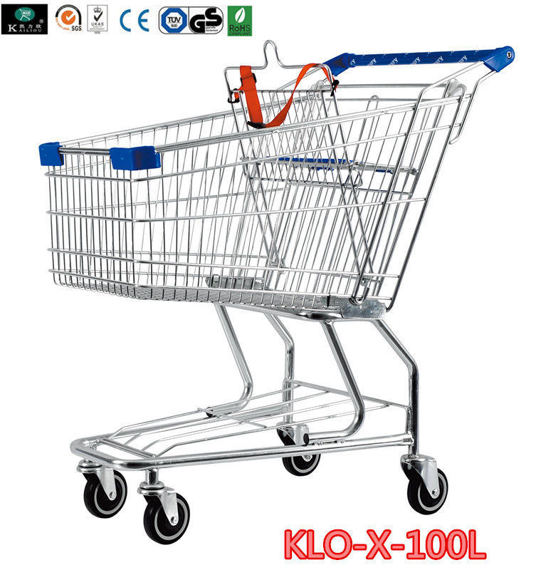 Portable Metal Rolling Grocery Supermarket Shopping Trolley Carts Zinc