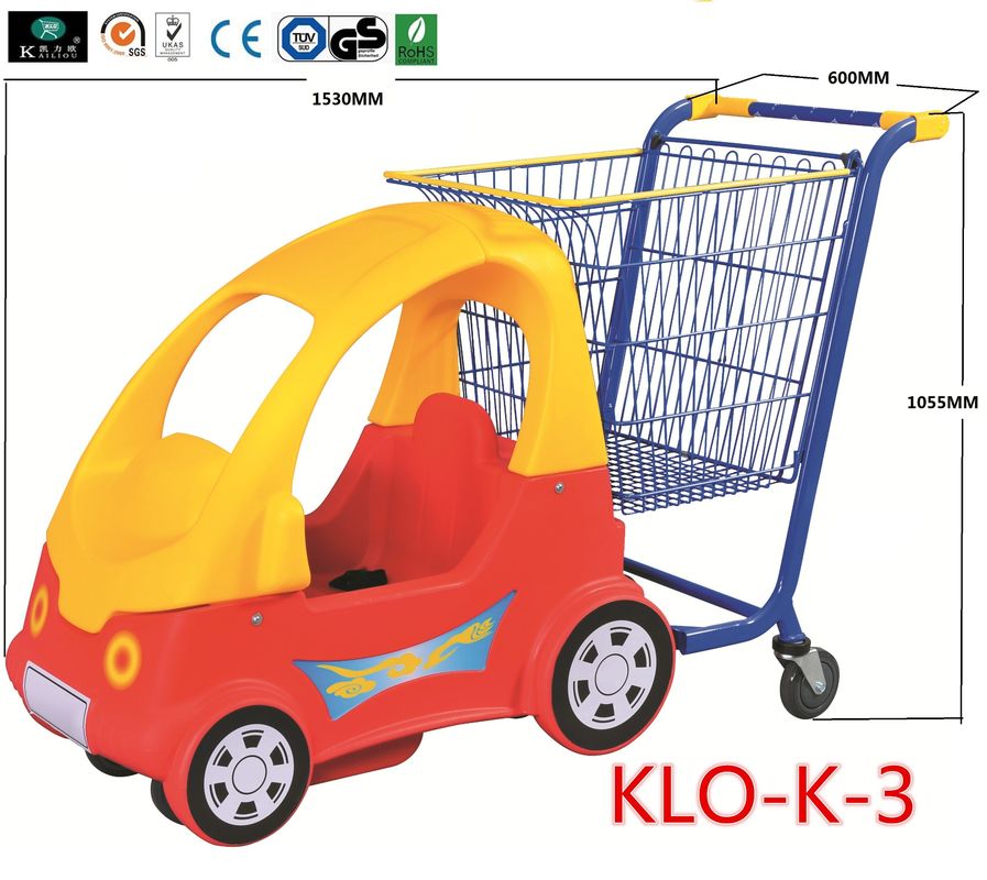 Cute Chrome Little Kids Shopping Carts With Plastic Children Car