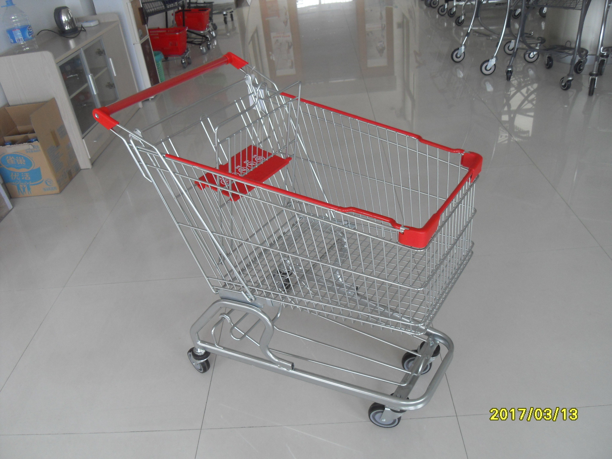 German style 100L European shopping trolley With Handle , Logo Printed