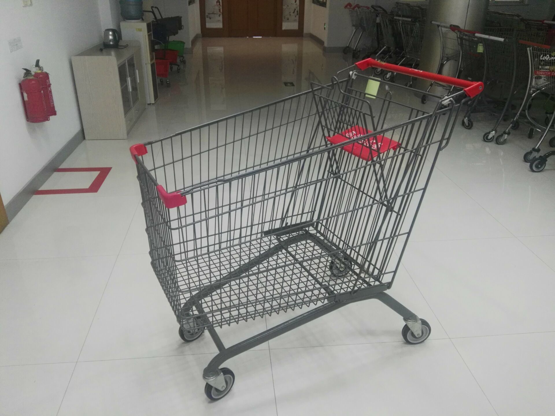 Supermarket 270L European Design Steel Shopping Carts With PPG Powder