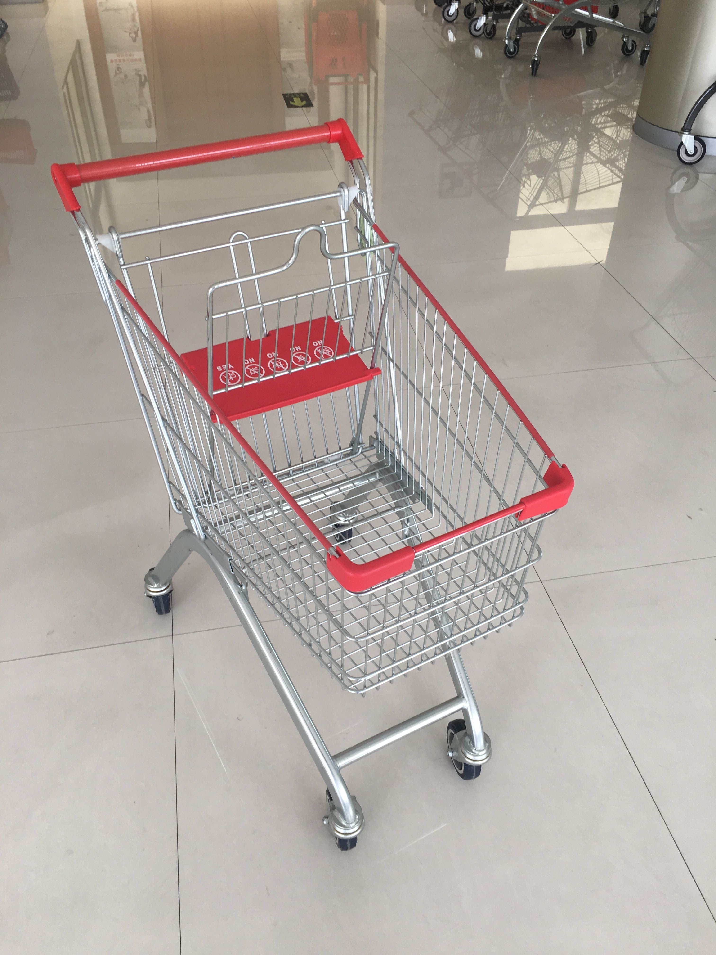 60 L 4 PU Casters Supermarket Shopping Carts , Shopping Push Cart With