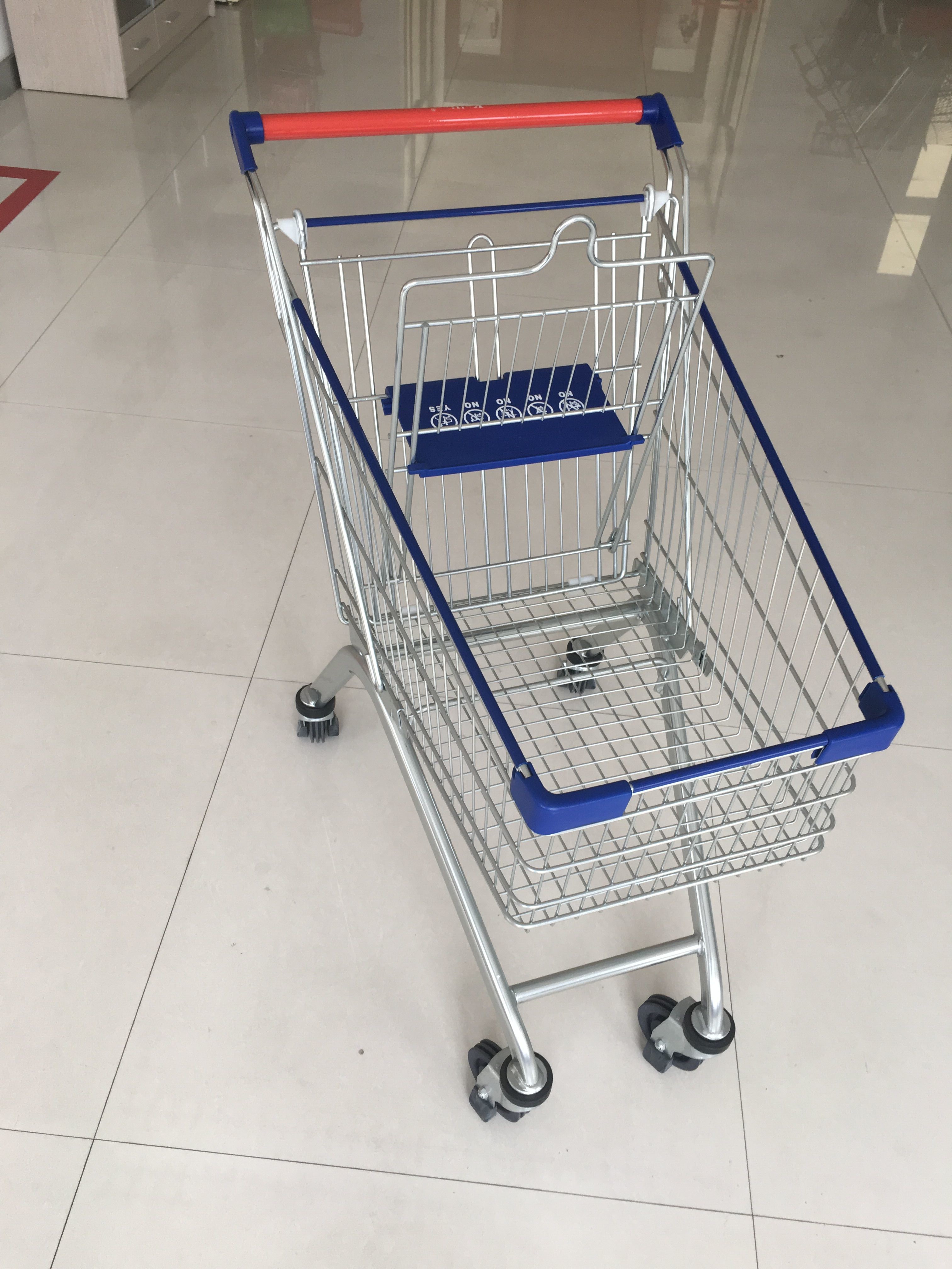 Metal Wheeled Supermarket Shopping Carts With Safety Anti - UV Plastic Parts