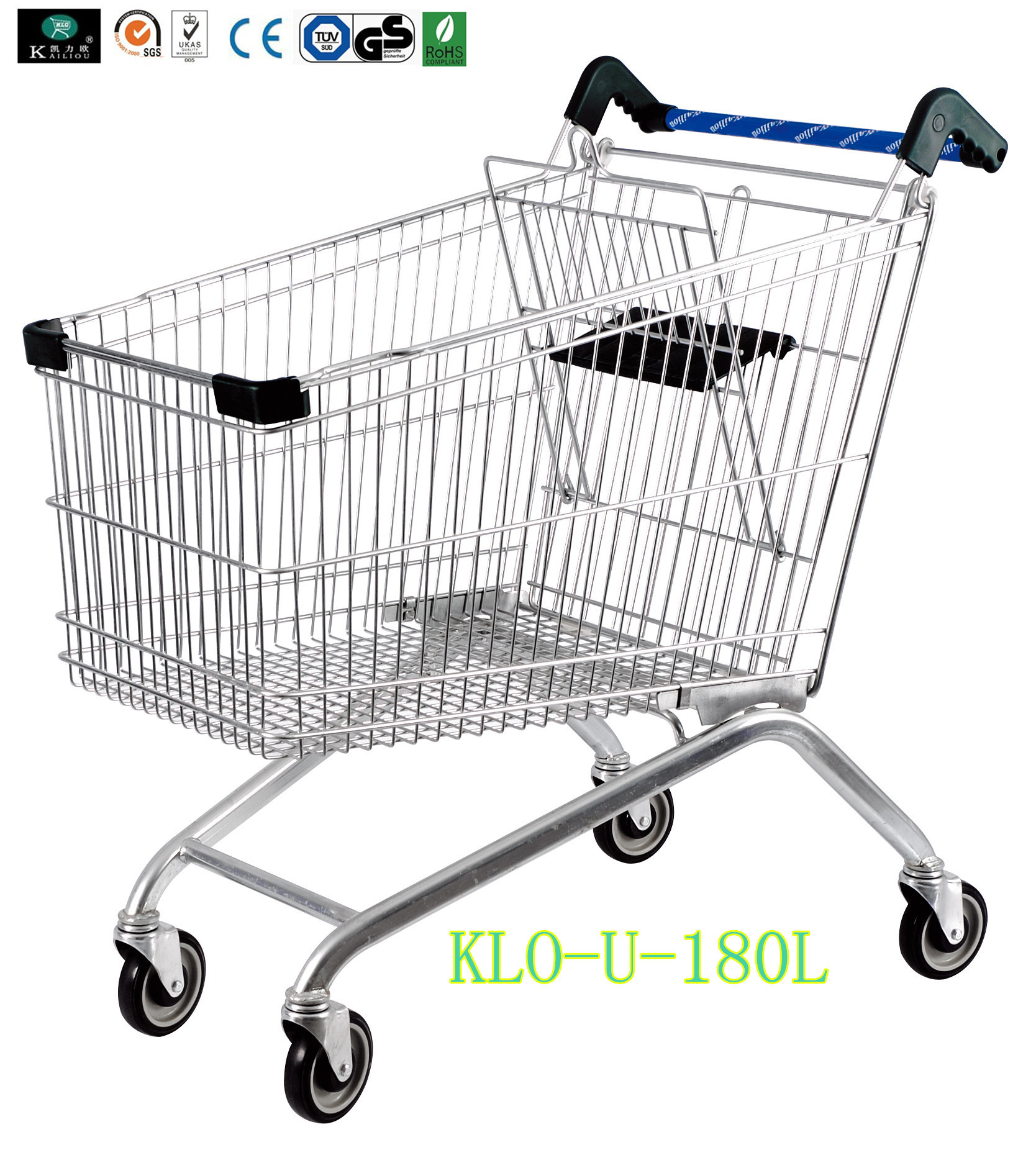 Portable Metal Chrome Plated Disabled Shopping Trolley For Hypermarket