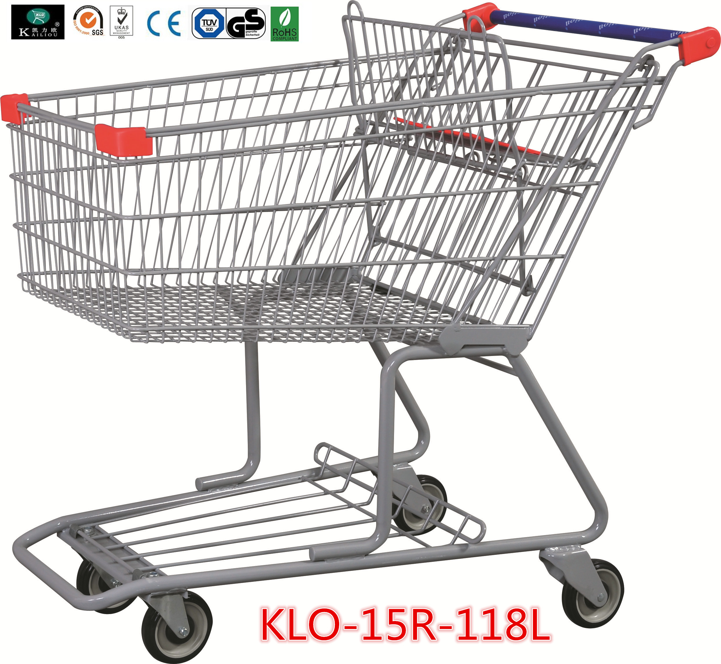 180L Advertisement Metal Grocery Store Shopping Cart With Wheels 1080x640x1075mm