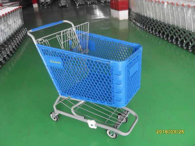 Durable Grocery Shopping cart trolley With welded low tray and 4x4inch swivel lfat casters