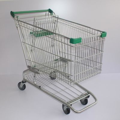 kaufen Lebensmittelgeschäftspeicher der großen Kapazität 240L amerikanische Reihen-Supermarkt-Metalleinkaufslaufkatze online manufacture