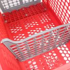 220L Plastic Supermarket Shopping Trolley Cart With 5inches TPR Wheels