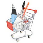 China Retail Shop Equipment heavy duty shopping cart with red plastic advertisement board company