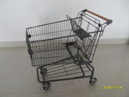 China Metal Supermarket Shopping Carts With Handle Logo Printing And 4 Swivel Casters company