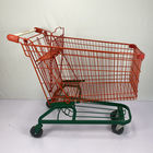 210L German Type Warehouse Shopping Trolley Cart Red And Green With 5 Inch PU Wheels
