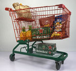 210L German Type Warehouse Shopping Trolley Cart Red And Green With 5 Inch PU Wheels