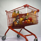 Red Spray 180L European Metal Shopping Trolley Cart With White Handle TPR Wheels