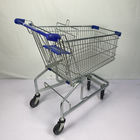 German Style 150L Large Capacity Grocery One-Stop Shopping Supermarket Steel Trolley PU Wheels With Blue Plastic Parts