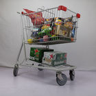 White Powder Coating 100L Boutique Supermarket Shopping Trolley With Tente TPR Wheels