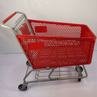 175L Red Semi Plastic Shopping Carts With 5" TPU Wheels Basket Shopping Trolley
