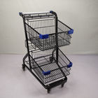 Electrophoresis 80L Metal Shopping Trolley Lightweight With 3 Baskets 4" PU Wheels