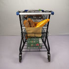 Black Powder Coating Shopping Basket Trolley Two Layer Grocery Store Cart