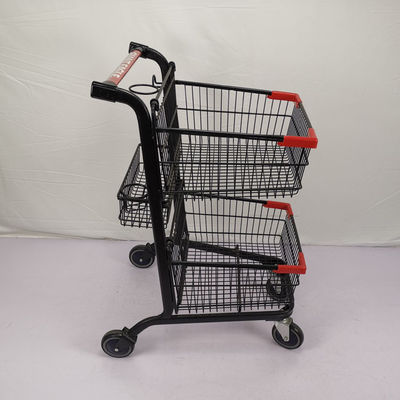 comprar Três carrinho de compras do metal do aço carbono Q195 do trole do cesto de compras da cesta 80L online manufacture