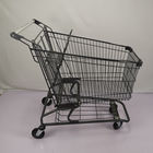 150L Grey Metal Shopping Trolley Zinc Powder Coating Steel Shopping Cart