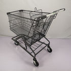 150L Grey Metal Shopping Trolley Zinc Powder Coating Steel Shopping Cart