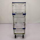 Double Layer Shopping Basket Trolley Zinc Powder Coated Supermarket Shopping Cart