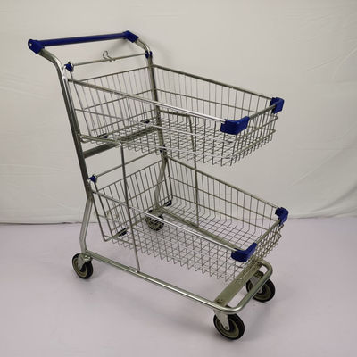 comprar Carrinho de compras revestido do supermercado do pó do zinco do trole do cesto de compras da dupla camada online manufacture