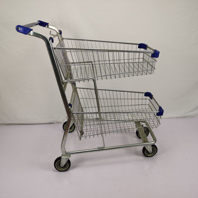 comprar Carro dobro de aço público da cesta do trole Q195 do cesto de compras do serviço online manufacture