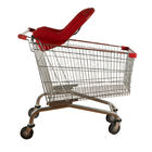 200L Metal Basket Supermarket Grocery Shopping Cart With Baby Sponge Lounge