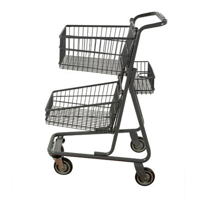 kupować Wózek na zakupy do supermarketu 80L Podwójny kosz Duży metalowy wózek online manufacture