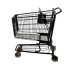 Ultra Large Capacity All Black Metal Shopping Trolley 110kgs Loading With Advertising Logo