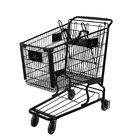 Ultra Large Capacity All Black Metal Shopping Trolley 110kgs Loading With Advertising Logo