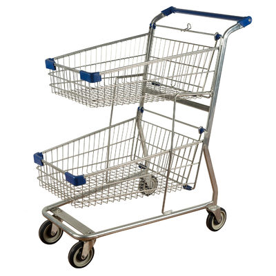 comprare Logo stampato galvanizzato carrello del canestro del doppio del metallo del carrello del cestino della spesa di servizio pubblico online manufacture
