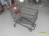 China Large Capacity 4 Wheel Supermarket Shopping Trolley With Red Handle company