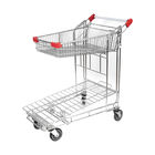 Zinc Double Layer Heavy Duty Warehouse Trolley Supermarket Tally Trolley