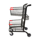 Double Layer Baskets Supermarket Trolley Cart Grocery Store Lightweight Shopping Trolley