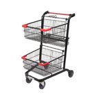 Double Layer Baskets Supermarket Trolley Cart Grocery Store Lightweight Shopping Trolley
