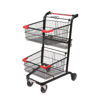 kupować Kosze dwuwarstwowe Wózek do supermarketu Wózek do sklepu spożywczego Lekki wózek na zakupy online manufacture