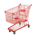 Q195 Steel Metal Market Shopping Trolley 210L Red Large Shopping Cart