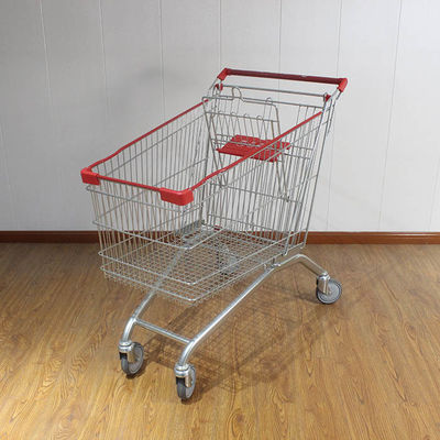 180L General store Galvanized European Market Supermarket Shopping Trolley with edge wrapping strips