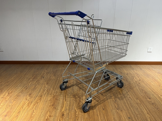125L Metal Retail Powder Coating Foldable Steel Shopping Trolley for Supermarket Shopping Assistance