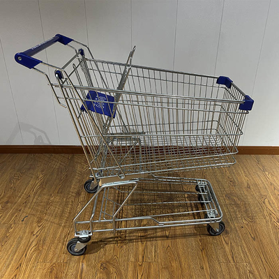 100L Asian Type Grocery store carring Galvanized SGS Certificate Escalator Grocery Shopping Trolley