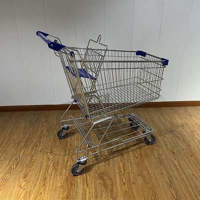 100L Asian Type Grocery store carring Galvanized SGS Certificate Escalator Grocery Shopping Trolley