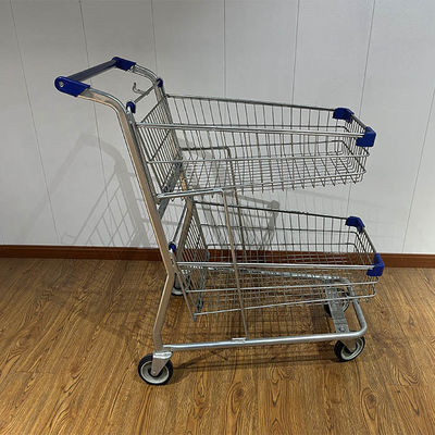 Buy Galvanize Two Layer Shopping tolley With Printing Logo Metal Shopping Trolley online manufacture