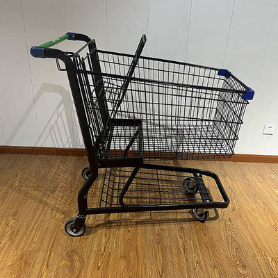 Buy Commercial Mesh Body Shopping Cart American Style Supermarket Trolley with Cup Holder online manufacture