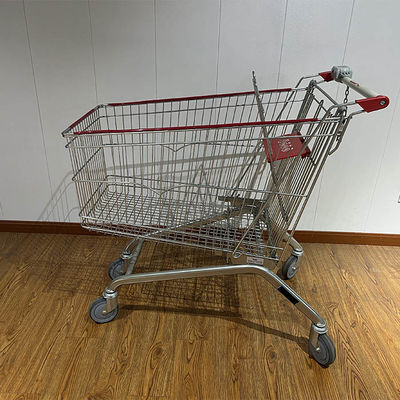 주문 275L Large Capacity Metal Trolley European Style Supermarket Trolley Hand-pushed With Foldable Double Child Seats 온라인 제조